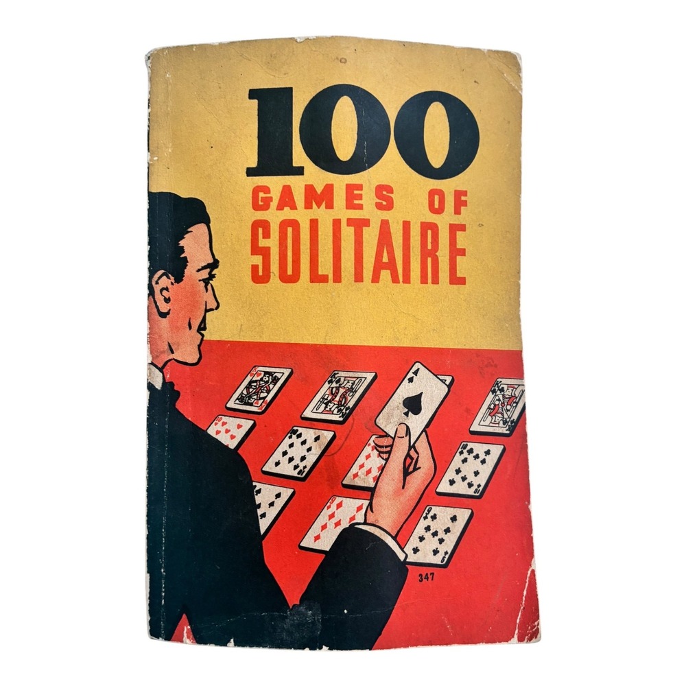 Whitman 100 Games of Solitaire Book 1939 Yellow Red Fair Vintage Card Game Guide